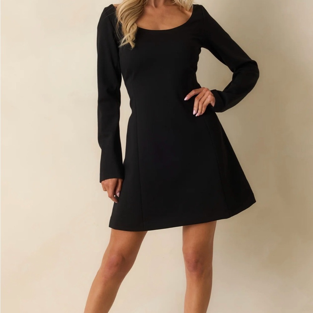 SPANX BLACK PONTE LONG SLEEVE MINI DRESS MEDIUM